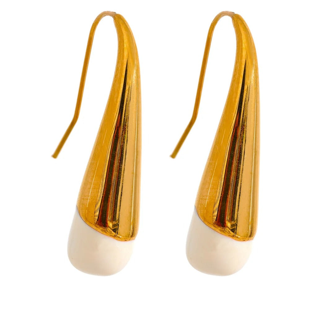 Enamel Geometric Earrings — Gold-Plated 316L Stainless Steel with Enamel · PS1605
