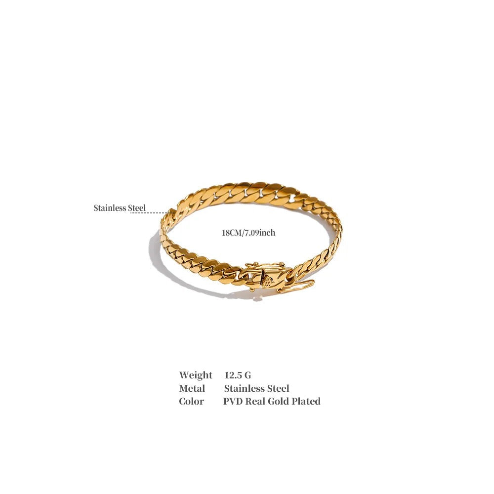 Geometric Chain Bracelet — Gold-Plated Stainless Steel · PS1766