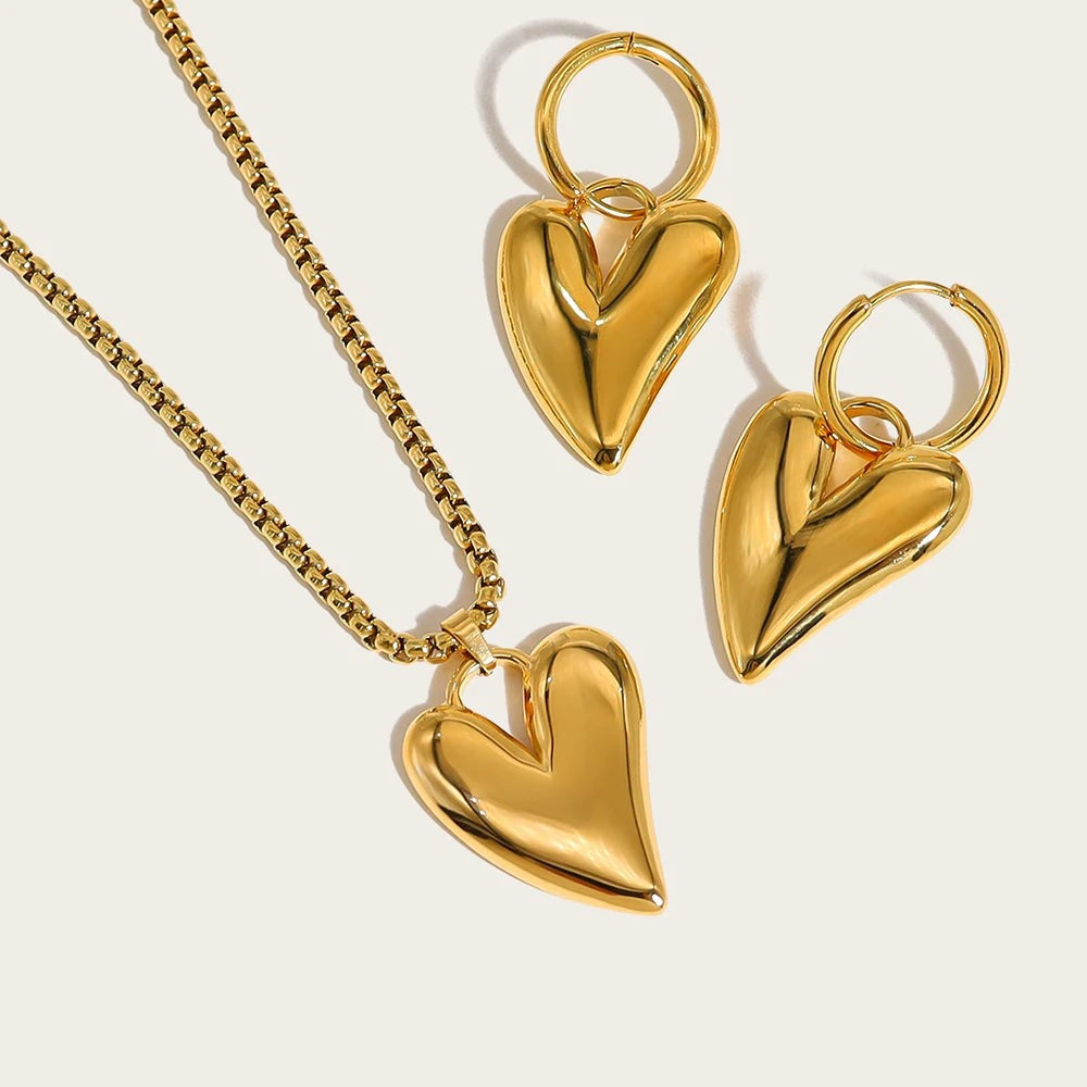 Irregular Heart Pendant Necklace — 316L Stainless Steel · PS409