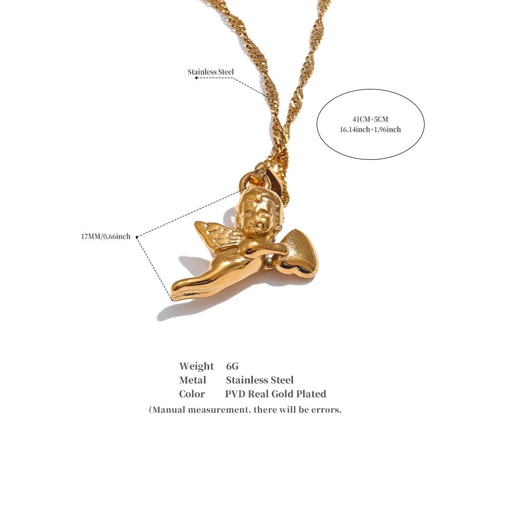 Heart geometric necklace in gold-plated stainless steel.