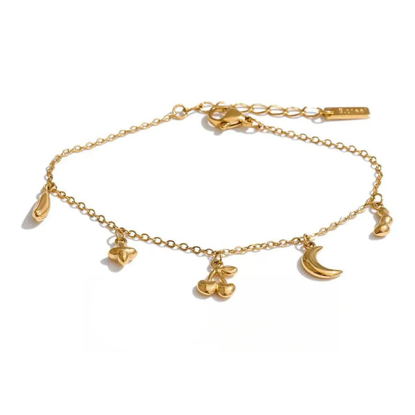 Star Moon Geometric Bracelet — Gold-Plated Stainless Steel · PS1126
