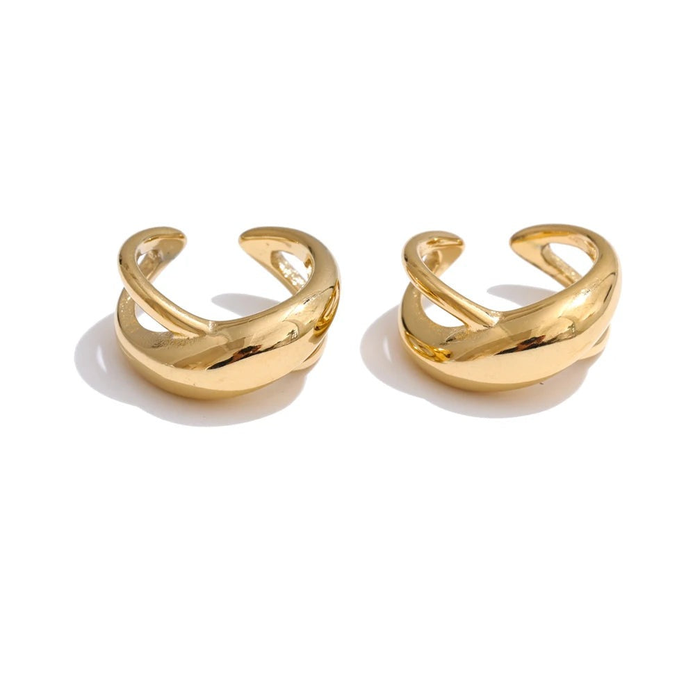 Gold-plated earrings with a large hoop design.