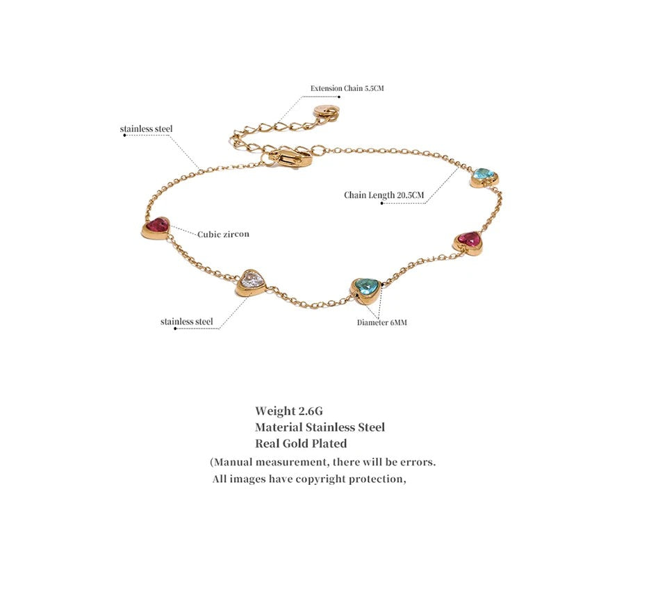 White Cubic Zirconia Heart Necklace — Gold-Plated Stainless Steel with Cubic Zirconia · PS2304