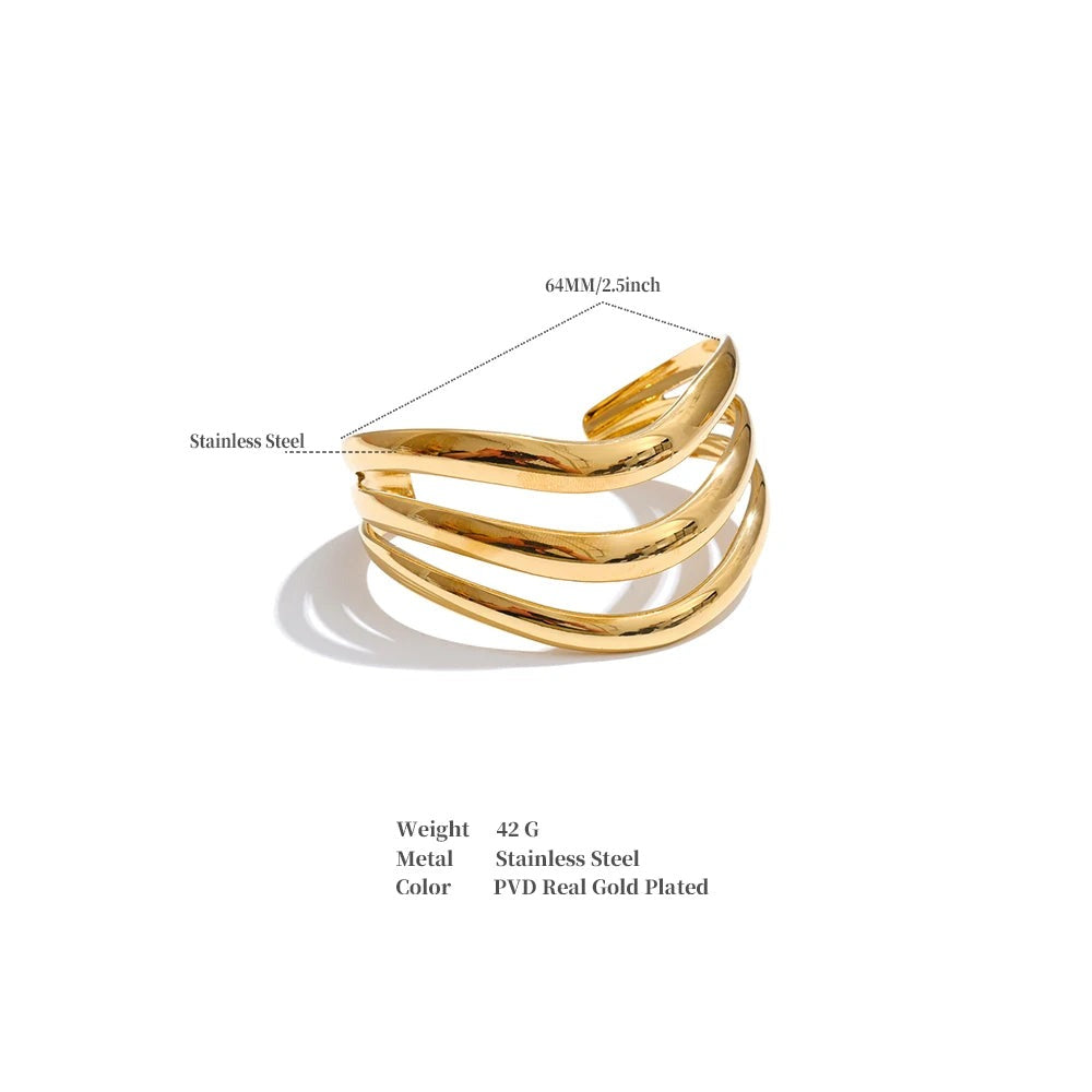 Geometric Layered Bracelet — Gold-Plated Stainless Steel · PS1561
