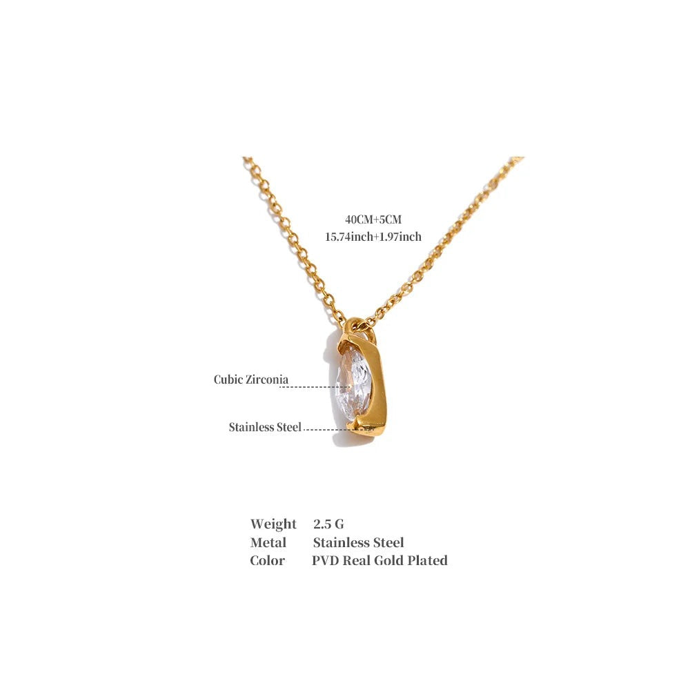 Cubic zirconia geometric necklace in gold-plated stainless steel with cubic zirconia.