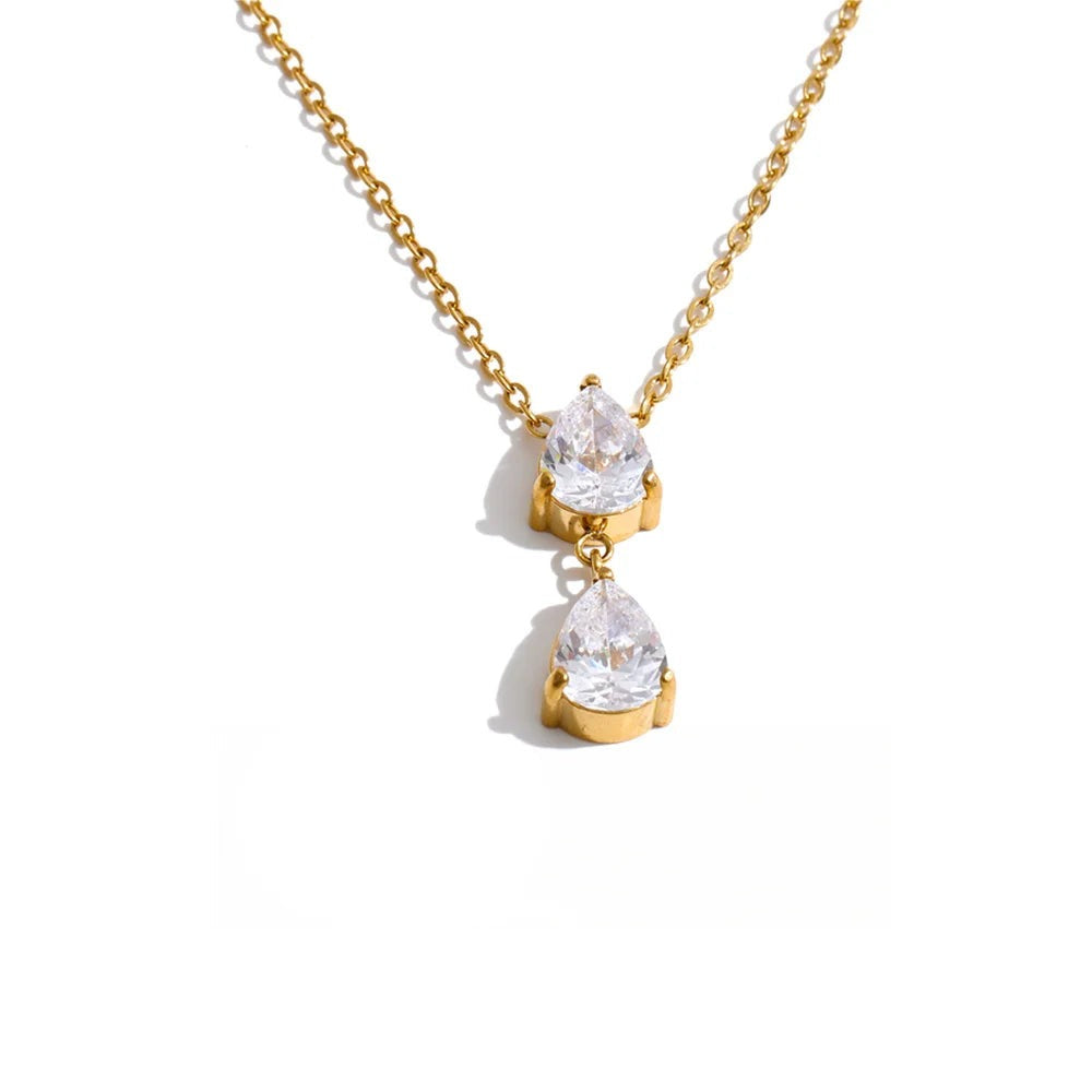 Gold-plated stainless steel necklace with cubic zirconia.
