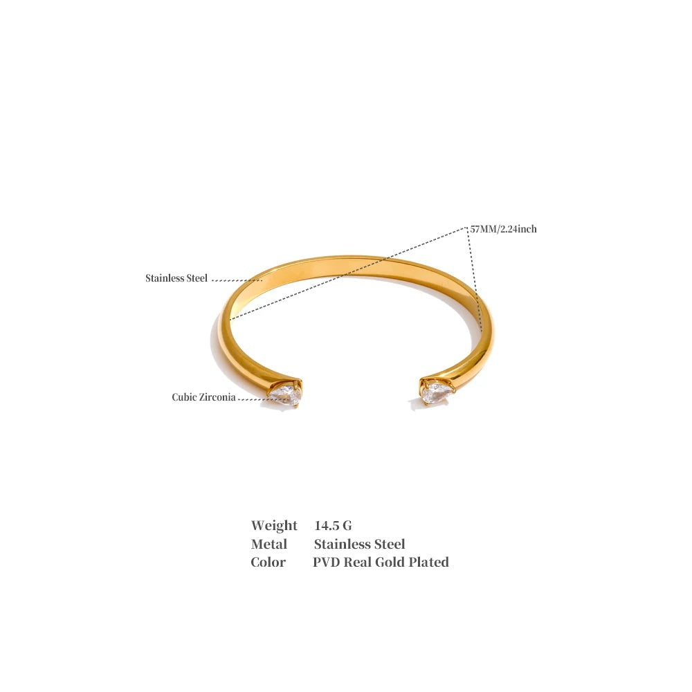 Cubic Zirconia Geometric Bracelet — Gold-Plated Stainless Steel with Cubic Zirconia · PS1592