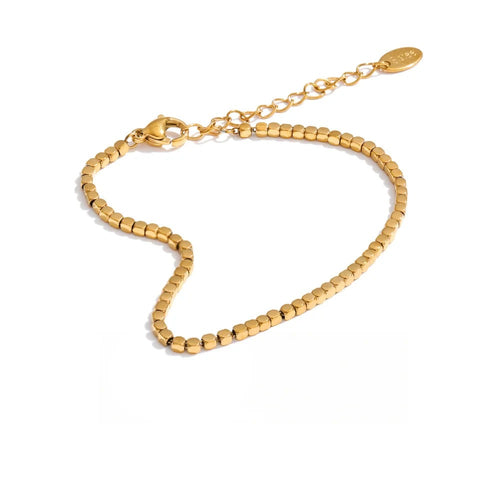 Beaded Geometric Chain Bracelet — Gold-Plated Stainless Steel · PS1030