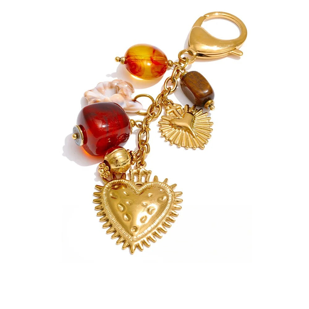 Gold-plated stainless steel necklace with resin.