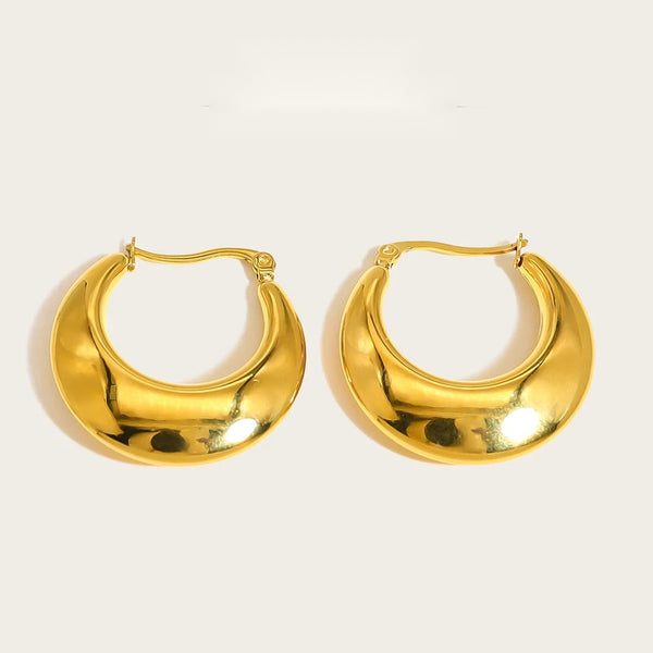 Hoop Earrings Chunky Glossy Metallic — 316L Stainless Steel · PS415