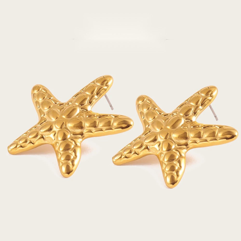 Drop Earrings Irregular Star Metal Starfish — 316L Stainless Steel · PS420