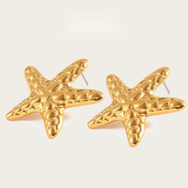 Drop Earrings Irregular Star Metal Starfish — 316L Stainless Steel · PS420