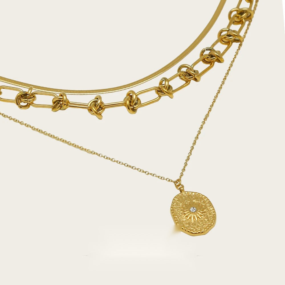 Vintage Chain Snake Chain Choker Layered Necklace — 316L Stainless Steel · PS408