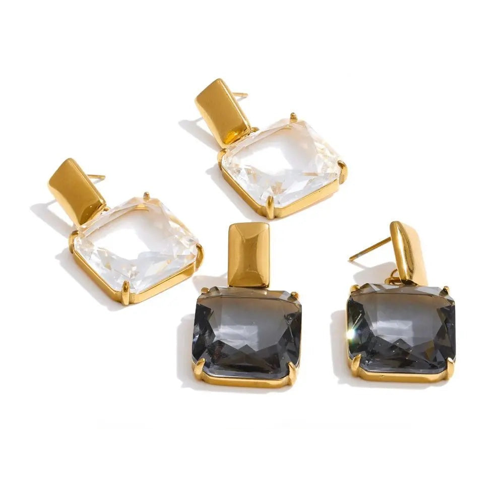 Gold-plated stainless steel earrings with cubic zirconia stones.