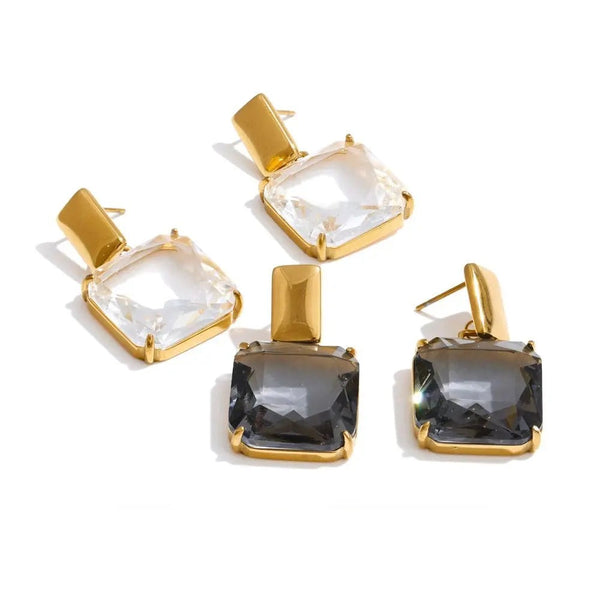 Gold-plated stainless steel earrings with cubic zirconia stones.