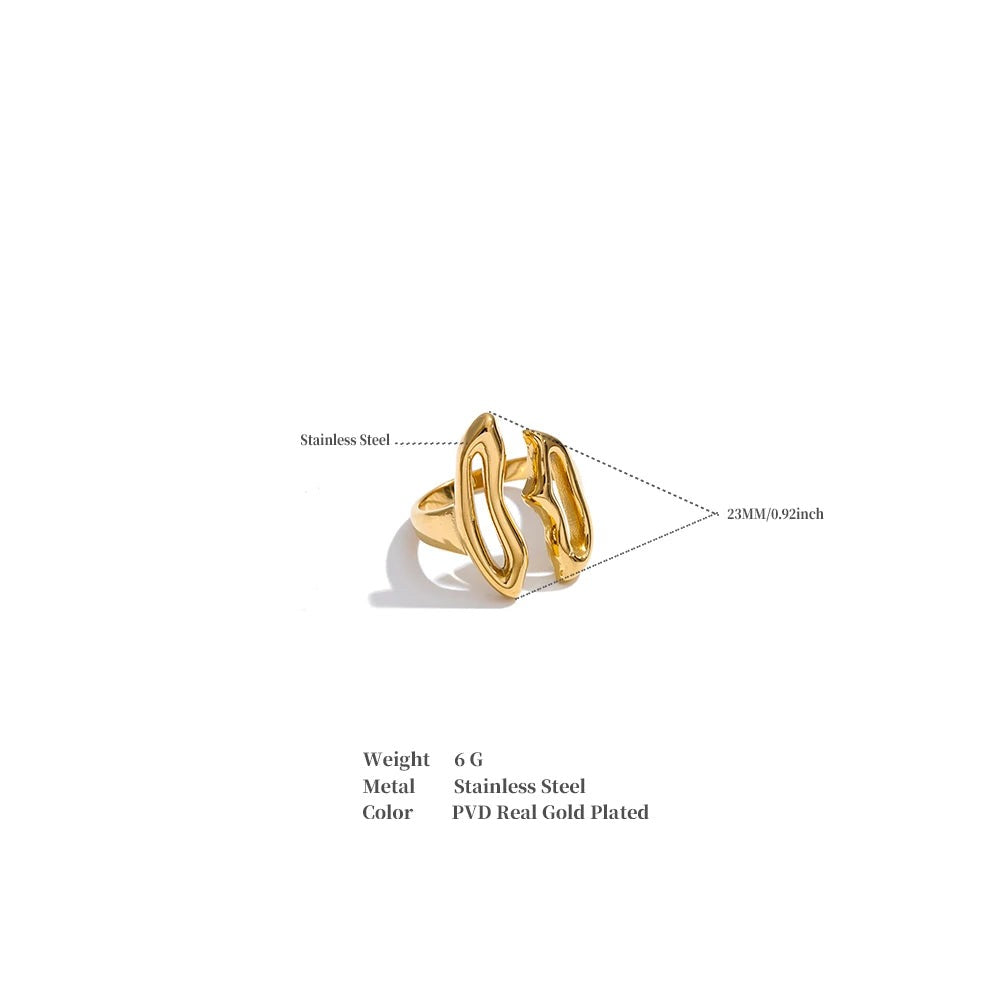 Geometric ring in gold-plated stainless steel.