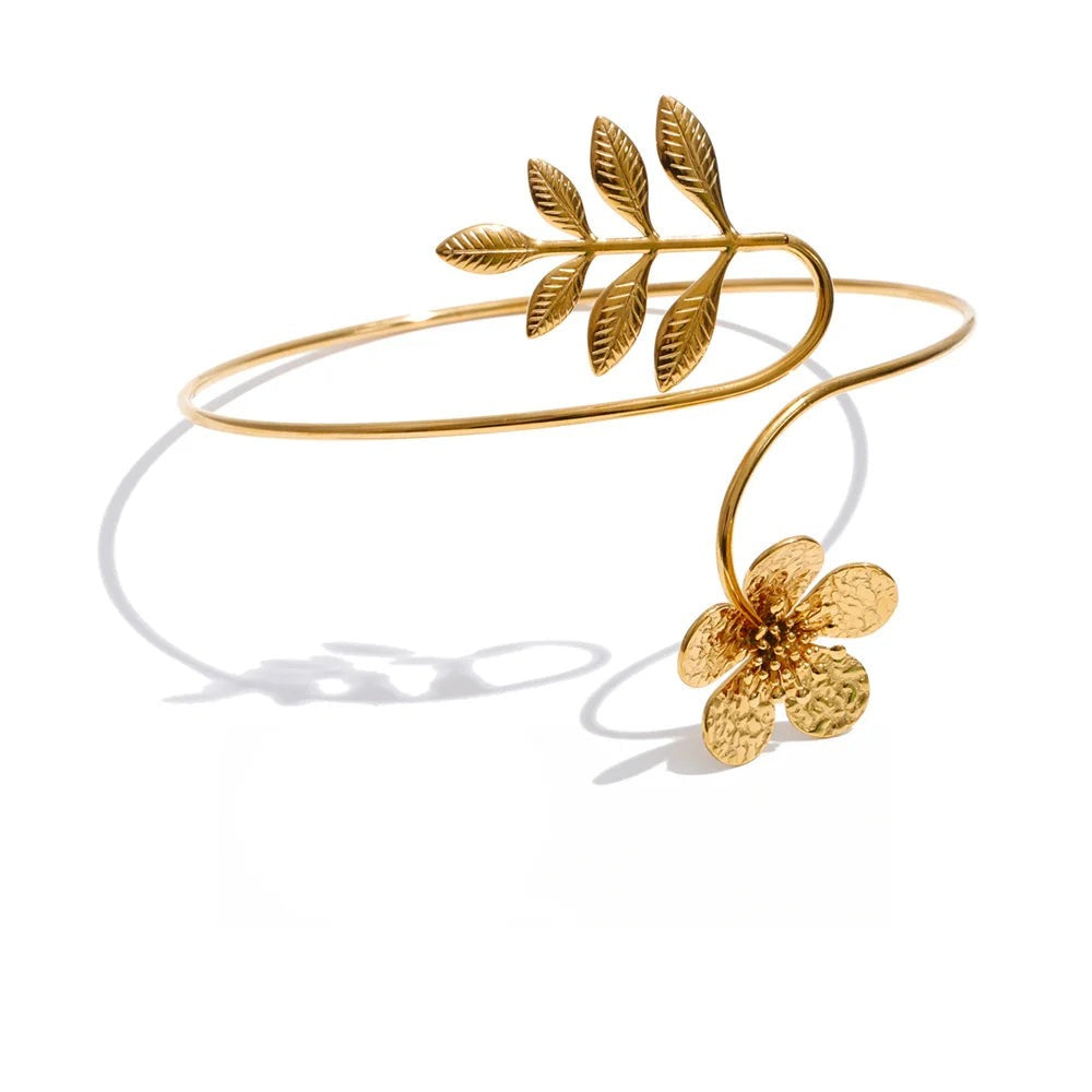 Flower Geometric Bracelet — Gold-Plated Stainless Steel · PS1394