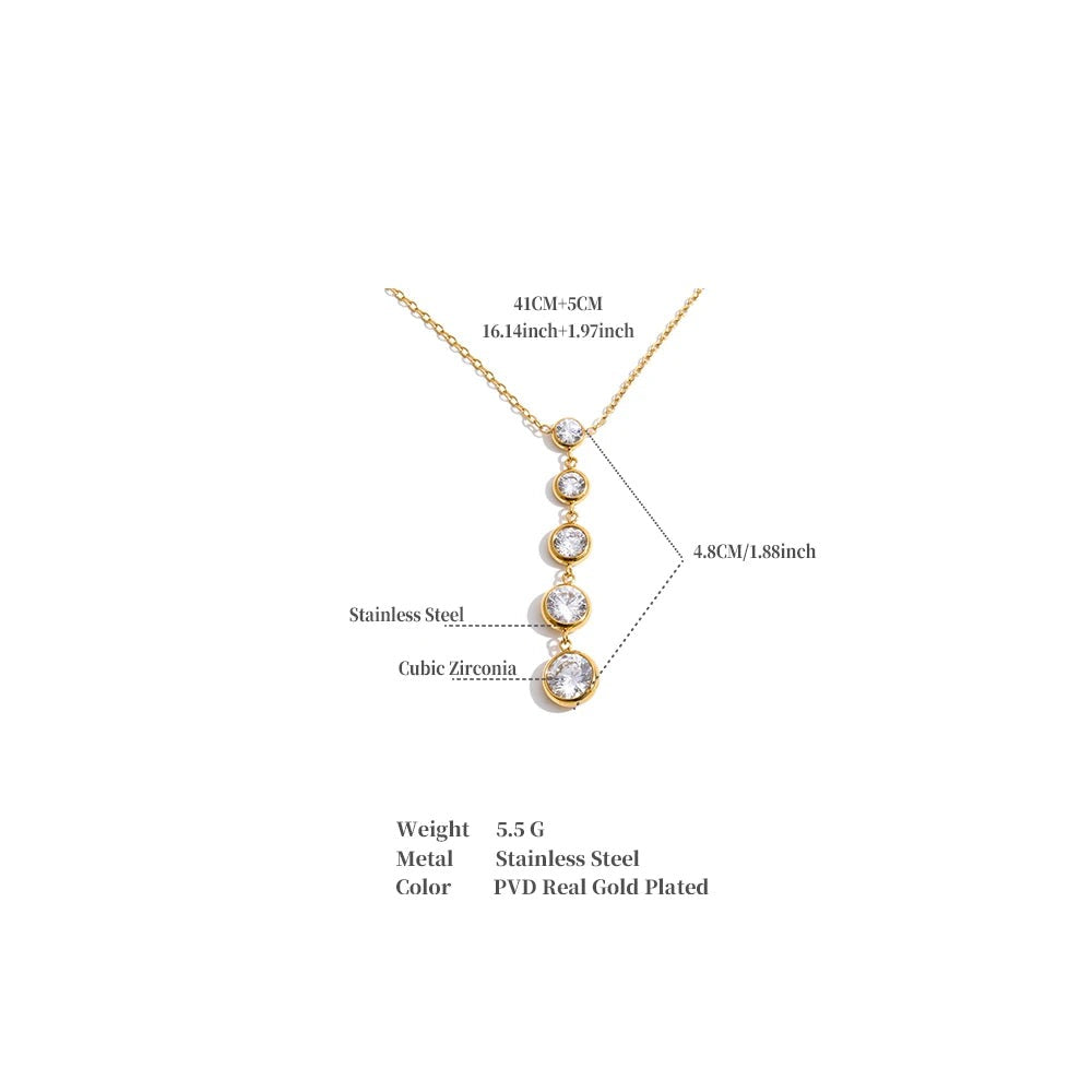 Cubic zirconia geometric chain necklace in gold-plated stainless steel with cubic zirconia.