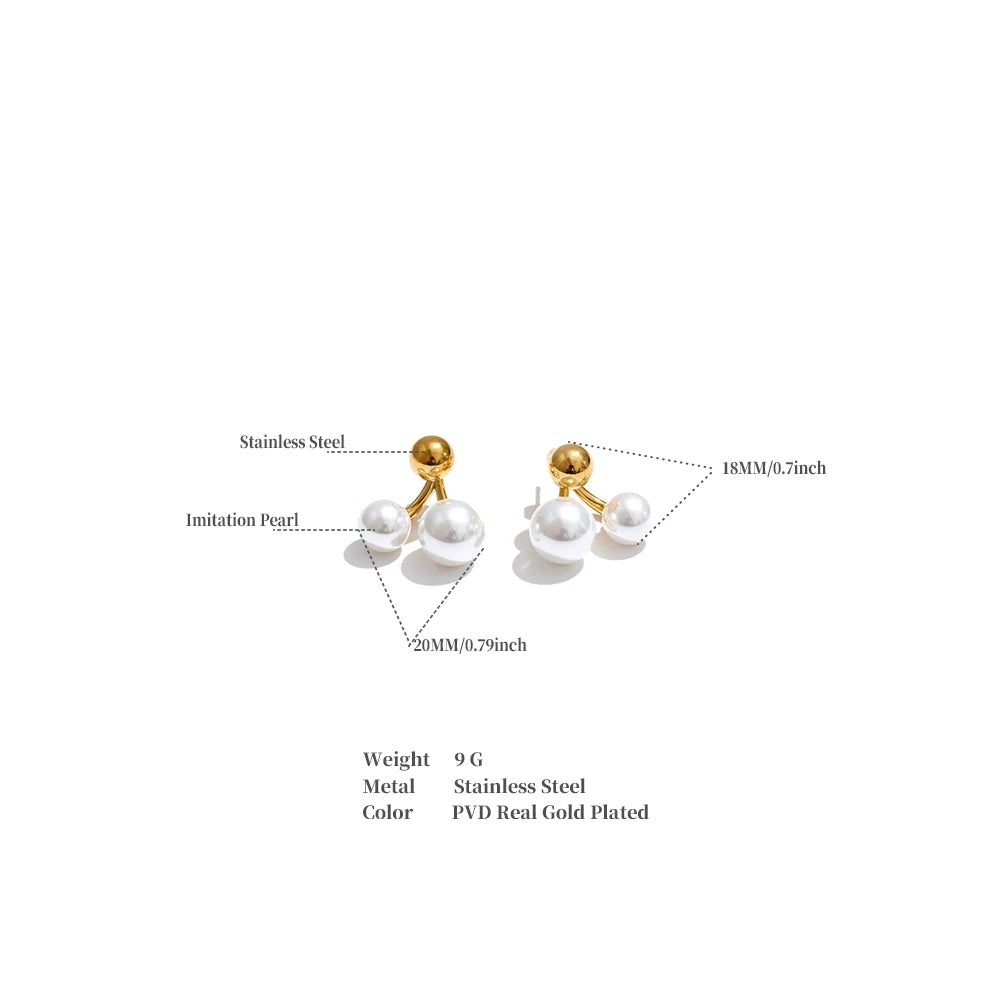 Pearl geometric earrings in gold-plated stainless steel with pearl.