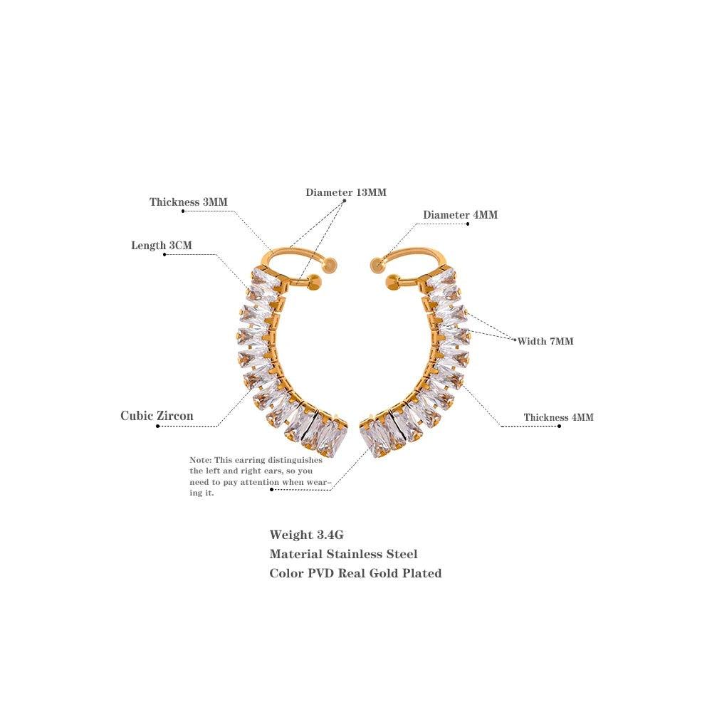 Cubic Zirconia Geometric Earrings — 18K Gold-Plated Stainless Steel with Cubic Zirconia · PS1655