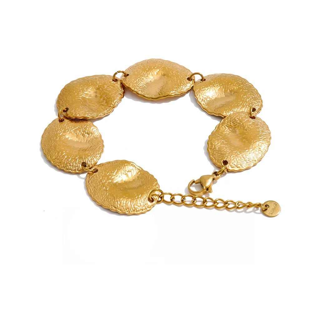 Hammered Geometric Bracelet — Gold-Plated Stainless Steel · PS1343