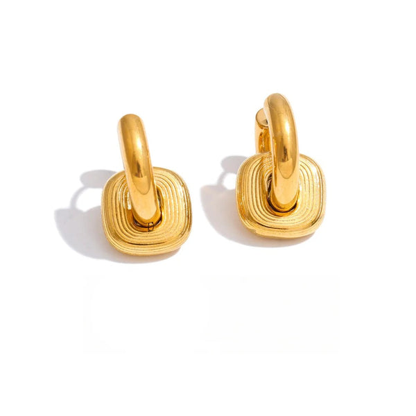Gold-plated stainless steel earrings with a simple hook design.