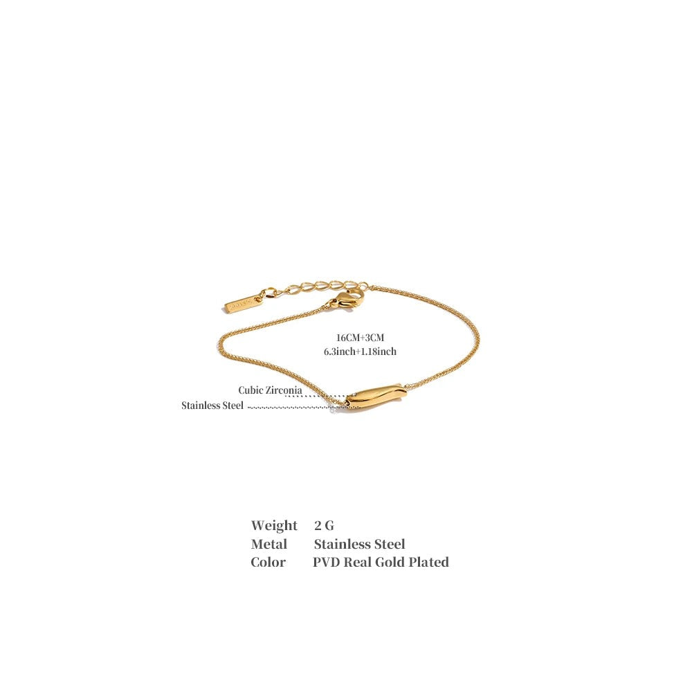 Cubic Zirconia Geometric Chain Bracelet — Gold-Plated Stainless Steel with Cubic Zirconia · PS1757