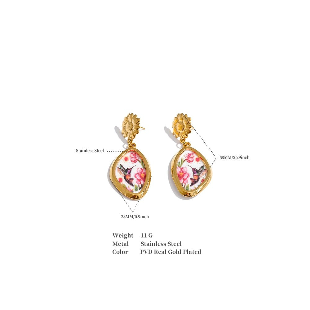 Acrylic Flower Earrings — Gold-Plated Stainless Steel with Acrylic · PS1137