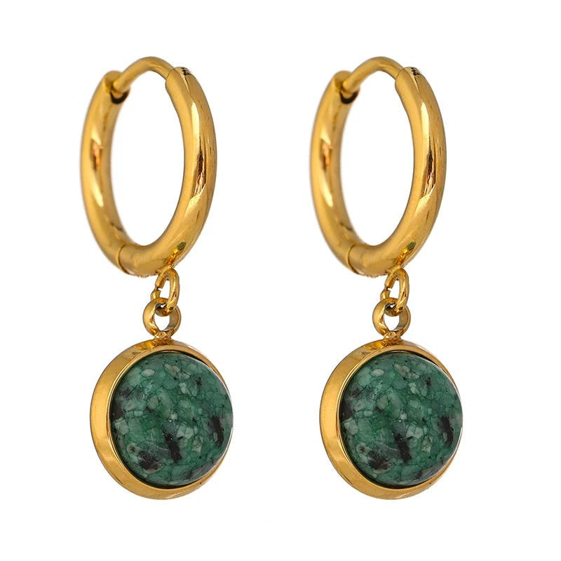 Gold-plated earrings with blue stone accents.