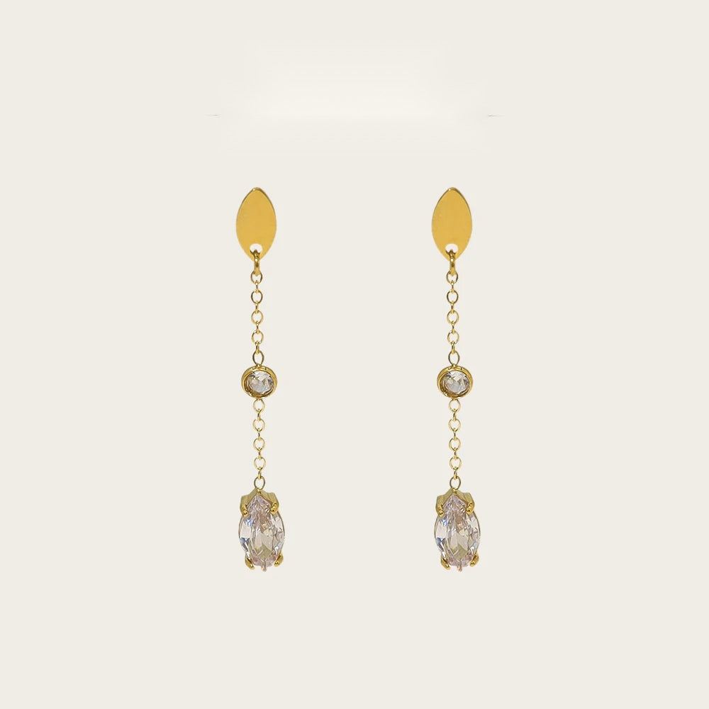 Drop Earrings Zircon Dangle — 316L Stainless Steel · PS451