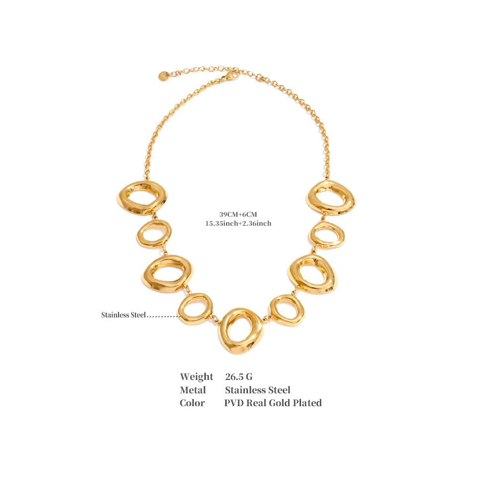 Cubic zirconia geometric chain necklace in gold-plated stainless steel with cubic zirconia.