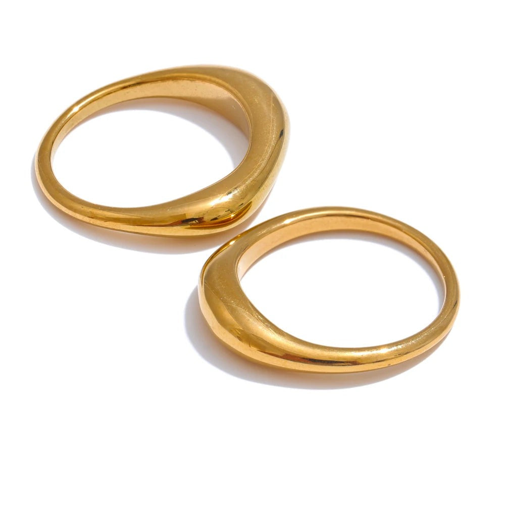 Gold-plated stainless steel ring with a simple design.
