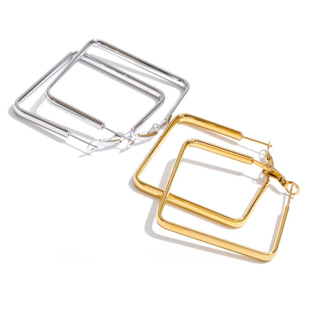 Gold-plated stainless steel earrings with a simple geometric design.