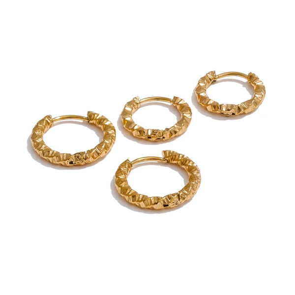 Gold-plated stainless steel earrings with a ring design.