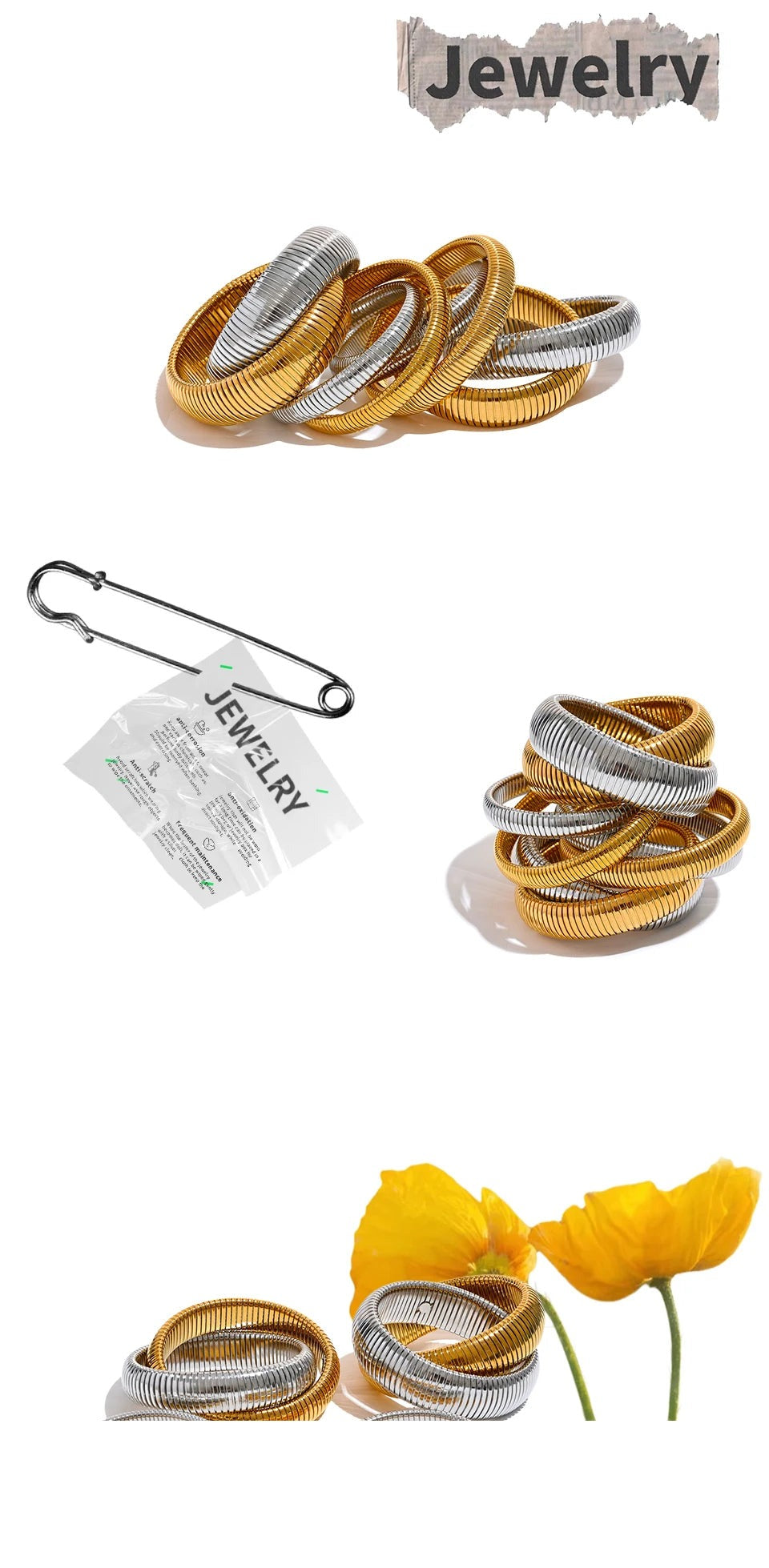 Geometric Bracelet — Gold-Plated Stainless Steel · PS1829