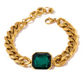 Red Cubic Zirconia Geometric Bracelet — 18K Gold-Plated Stainless Steel with Cubic Zirconia · PS1617