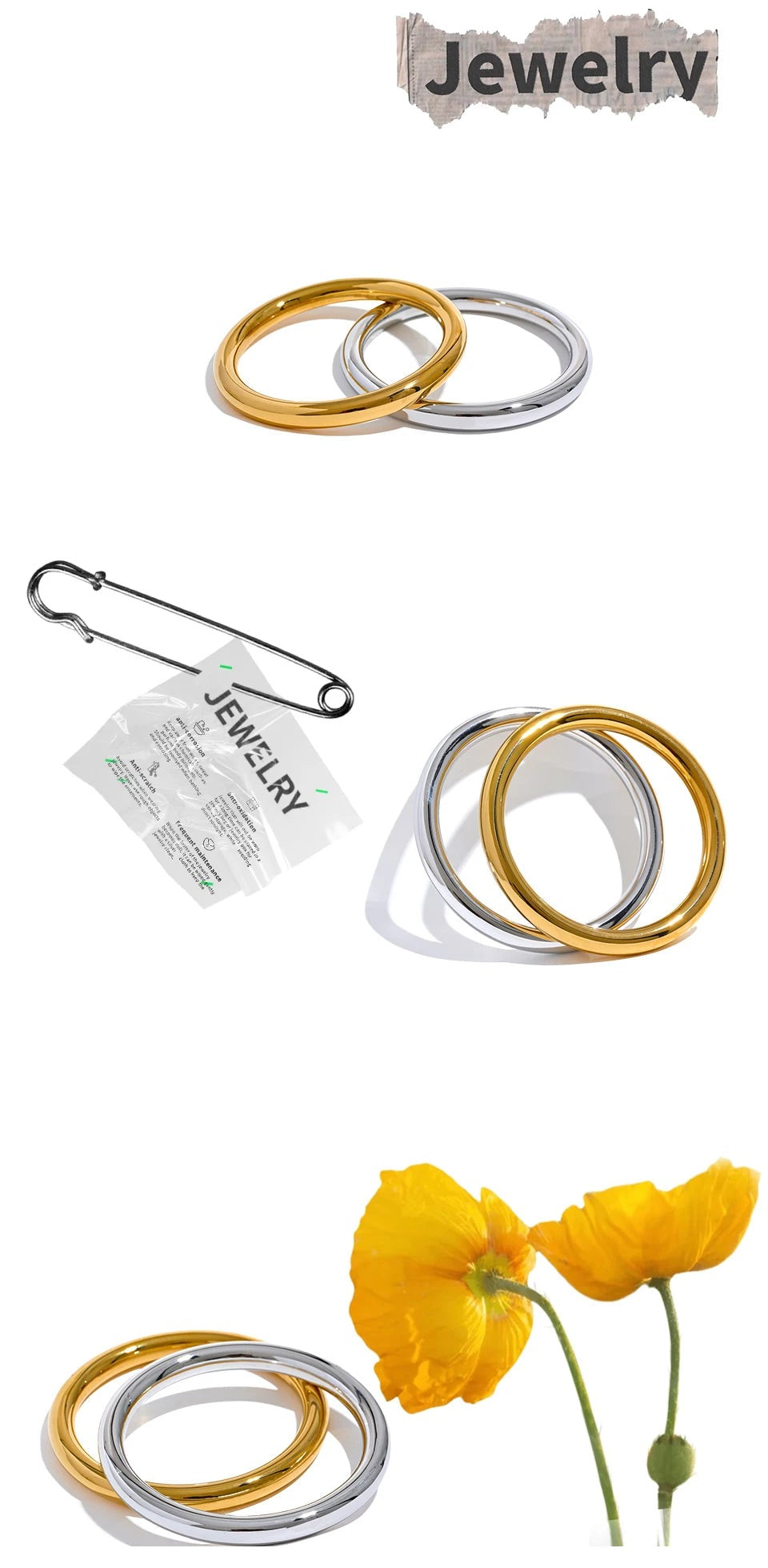 Hammered Geometric Bracelet — Gold-Plated Stainless Steel · PS2018