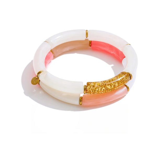 Bracelet made of gold-plated stainless steel with resin and acrylic.