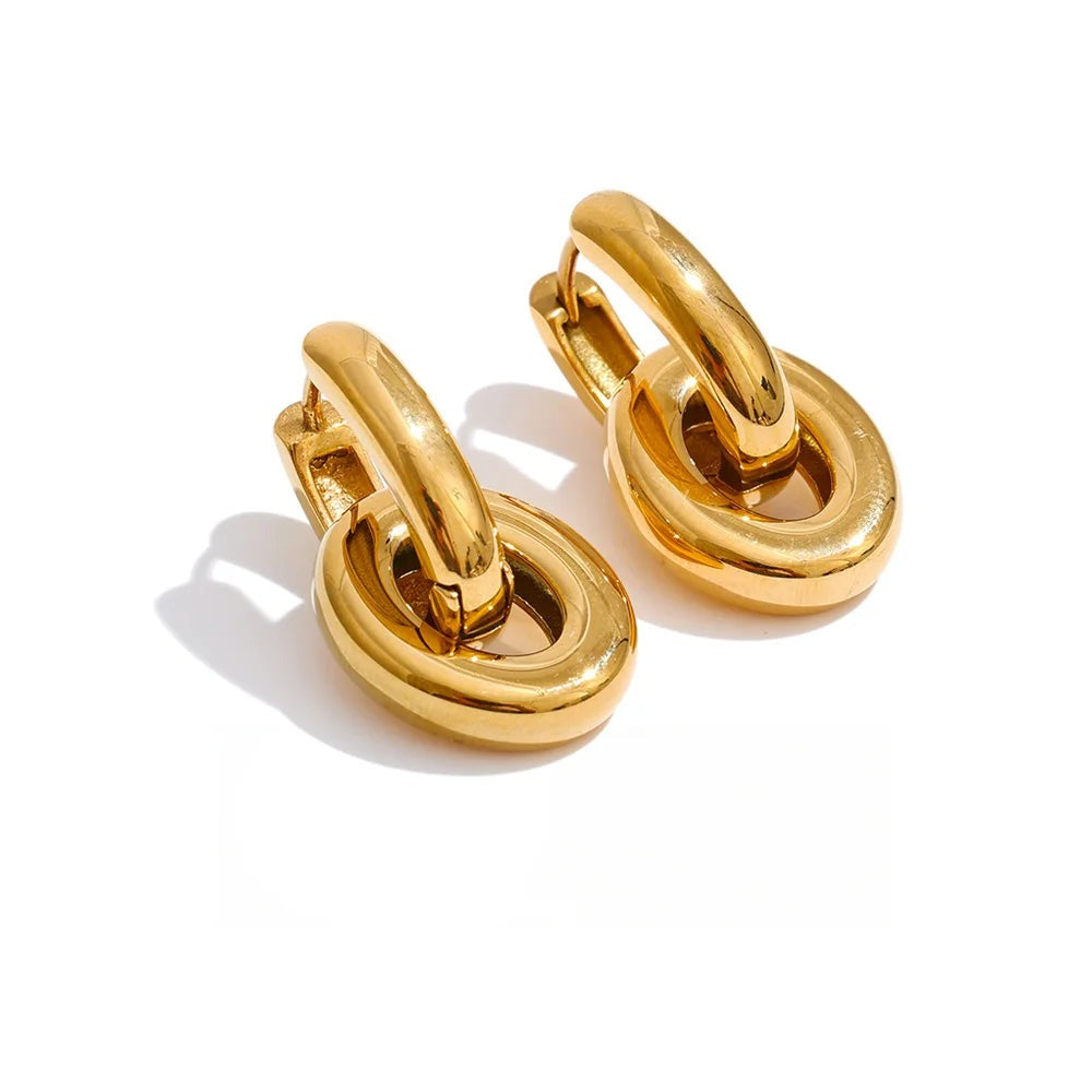 Gold-plated stainless steel earrings with a chain link design.