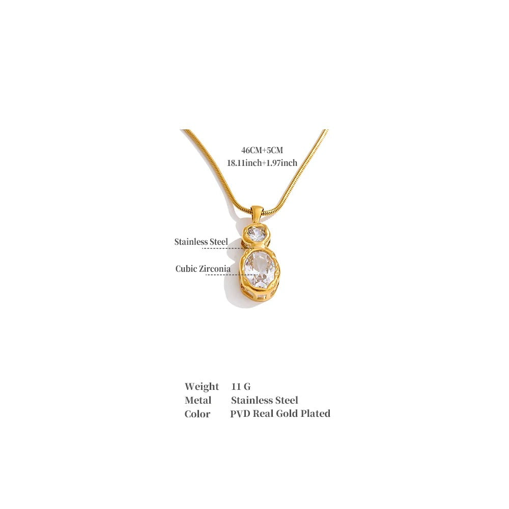 Cubic zirconia geometric necklace in gold-plated stainless steel with cubic zirconia.