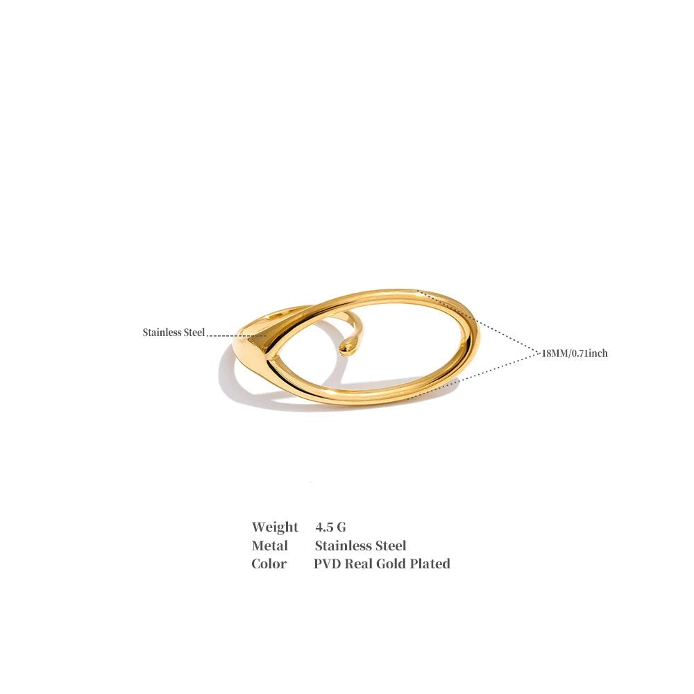 Geometric ring in 18K gold-plated stainless steel.
