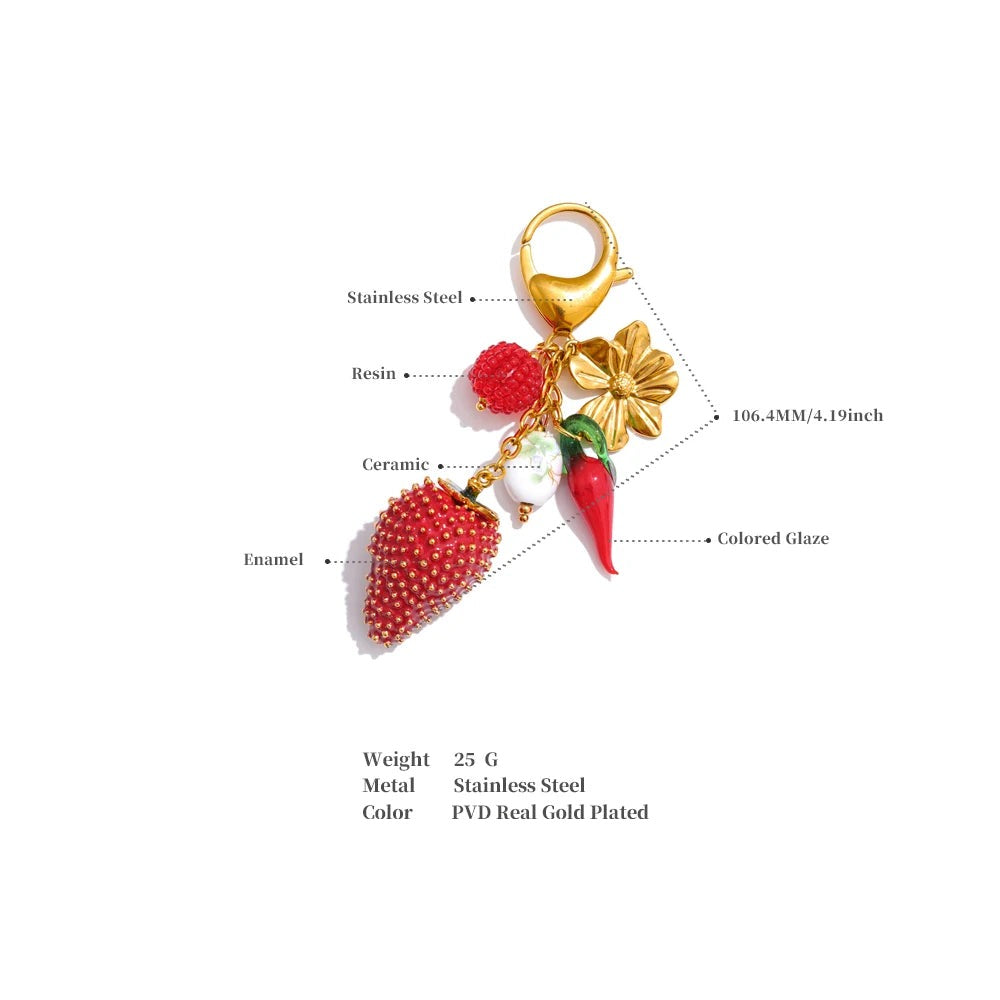 Red resin enamel necklace in gold-plated stainless steel with resin and enamel.