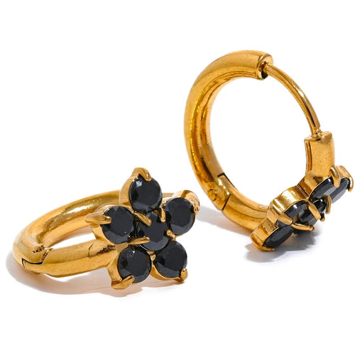 Gold-plated stainless steel earrings with cubic zirconia.