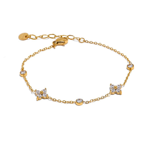 Gold-plated bracelet with cubic zirconia stones.
