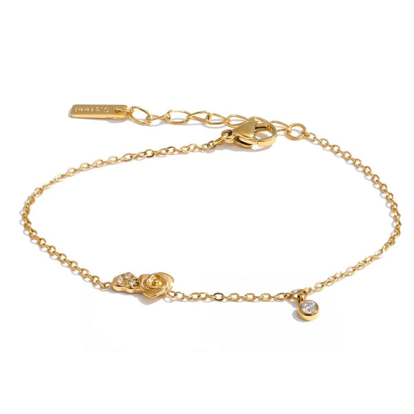 Cubic Zirconia Chain Bracelet — Gold-Plated Stainless Steel with Cubic Zirconia · PS1125