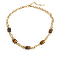 Gold-plated stainless steel necklace with natural stone beads.