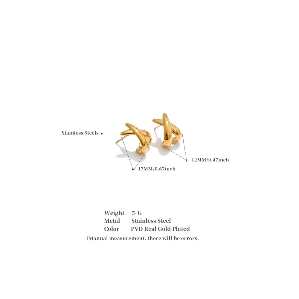 Minimalist geometric earrings in gold-plated stainless steel.