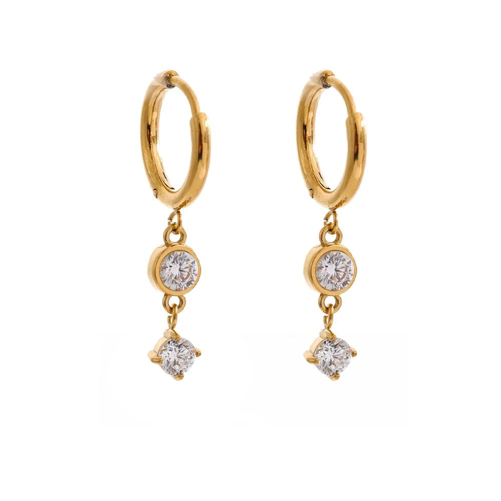 Gold-plated stainless steel earrings with cubic zirconia.
