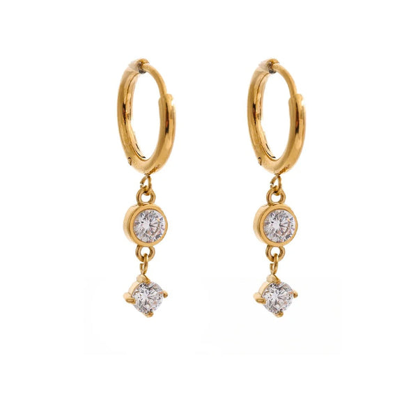 Gold-plated stainless steel earrings with cubic zirconia.