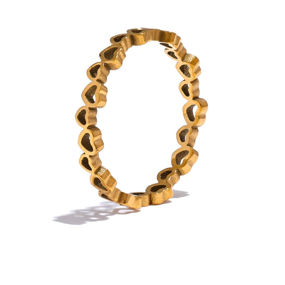 Gold-plated stainless steel ring with a distinctive chain link design.